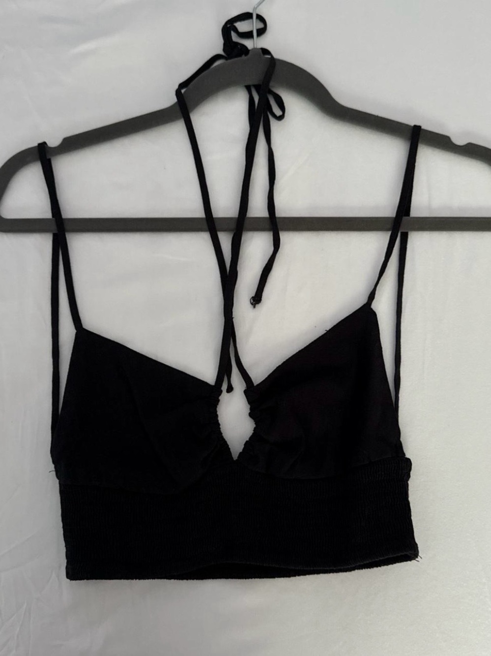 Zara Black Cropped Tie-Back Bralette Top